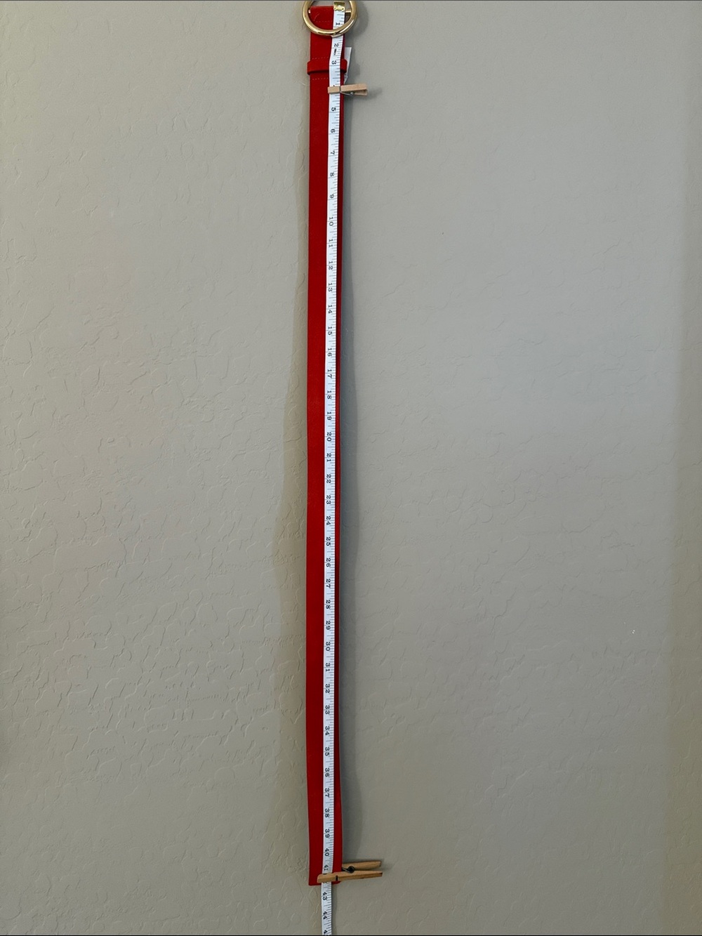 Frame Denim Le Circle Belt Red Suede with Gold Tone Round Buckle Sz L - Picture 5 of 13